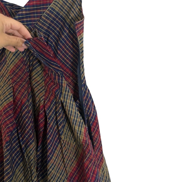 Donoratico By Ding Yong Plaid Fit & Flair Scoop Neck Short Dress Size Small - Picture 8 of 13